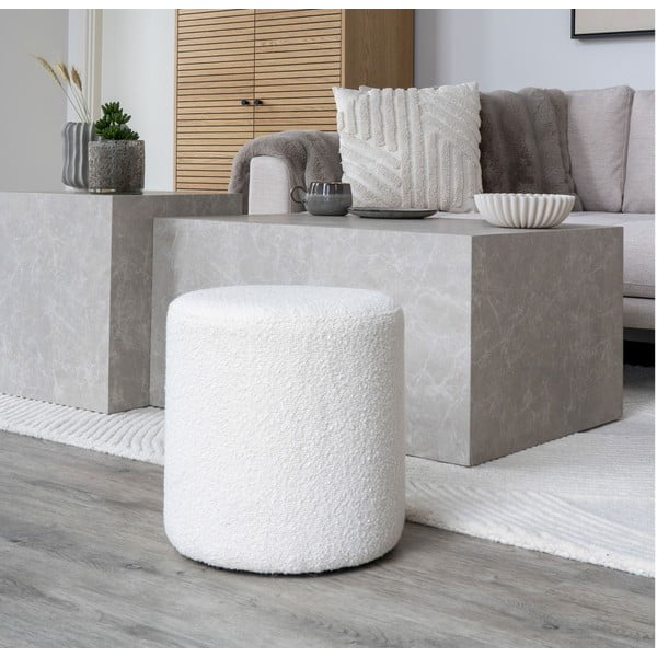 Fehér buklé puff Ejby – House Nordic-image-1