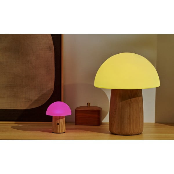 Fehér-sötét natúr színű LED asztali lámpa (magasság 12,5 cm) Alice Mushroom – Gingko-image-4