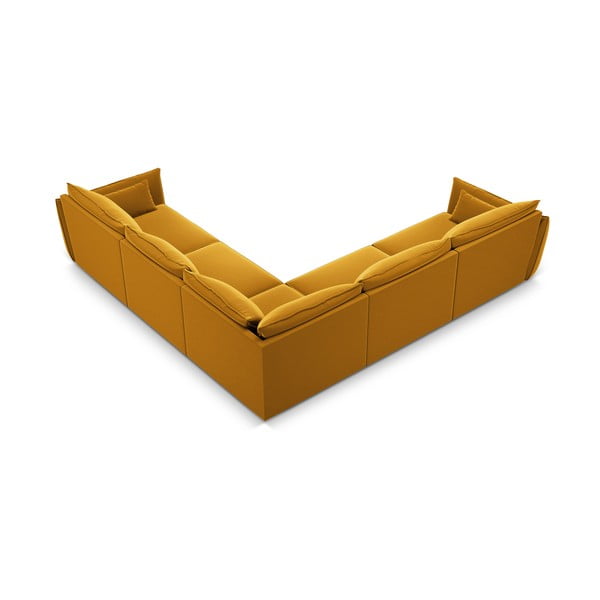 Mustársárga bársony sarokkanapé Vanda – Mazzini Sofas-image-3