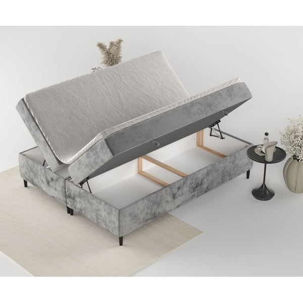 Sötétszürke ágyneműtartós boxspring ágy 180x200 cm Araya – Maison de Rêve-image-4