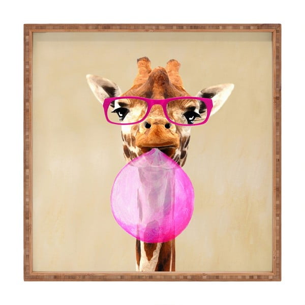 Cool Giraffe dekoratív fatálca, 40 x 40 cm