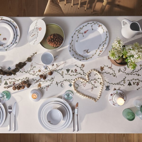 Fehér porcelán szervírozó tányér karácsonyi mintával 27x34 cm Hammershøi – Kähler Design-image-2