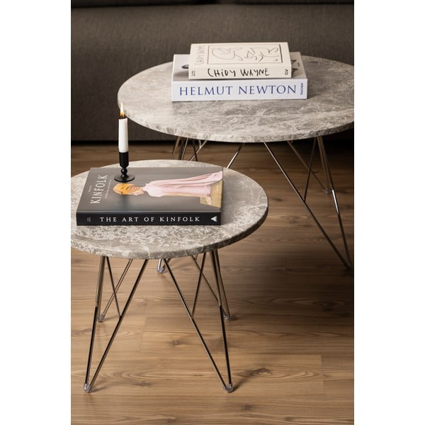 Szürke márvány kerek dohányzóasztal ø 80 cm Prunus – Actona-image-1