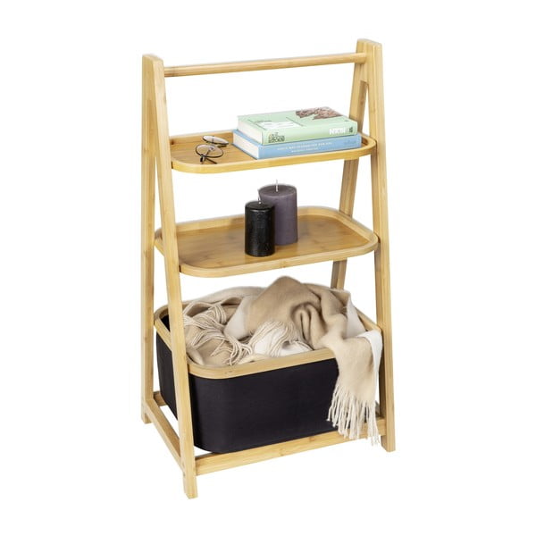 Fekete-natúr színű bambusz fürdőszobai polcos állvány 44x80 cm Ecori – Wenko-image-2