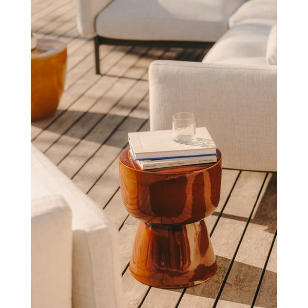 Kerámia kerek kerti tárolóasztal ø 36 cm Mesquida – Kave Home-image-1