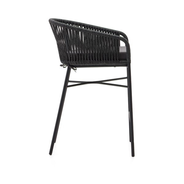 Fekete fém-párnázott kerti bárszék Yanet – Kave Home-image-4