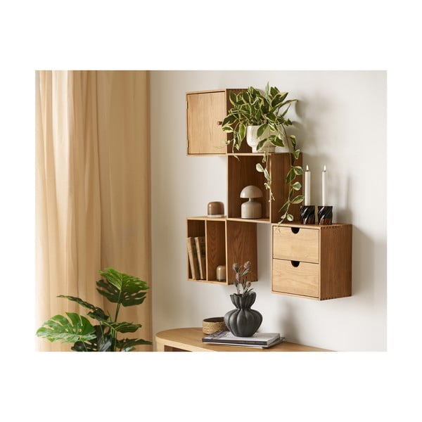 Natúr színű többszintes tölgyfa fali polc 18 cm Townsville – House Nordic-image-2