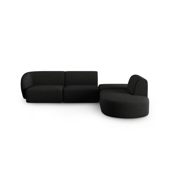 Fekete zsenília sarokkanapé (jobb oldali-L alakú) Paolo – Milo Casa
