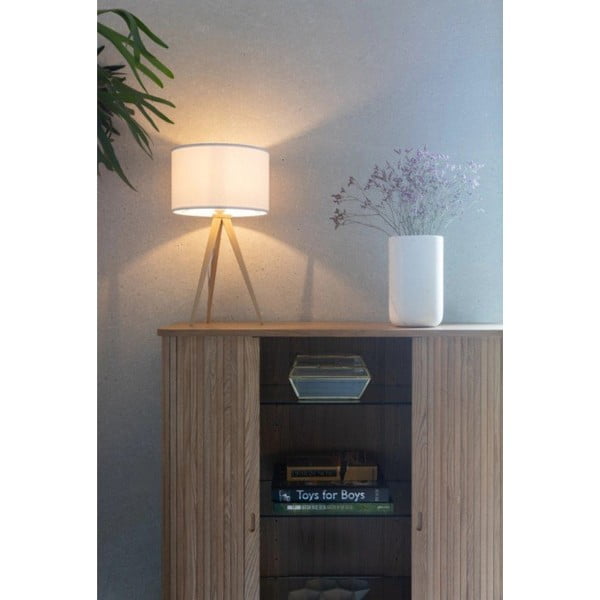 Tripod Wood fehér asztali lámpa, ø 28 cm - Zuiver-image-1