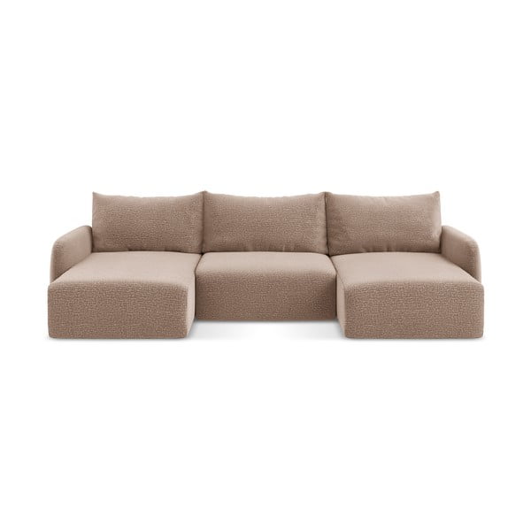 Világosbarna kinyitható-tárolóhelyes sarokkanapé Kalena – Makamii