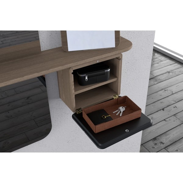 Antracitszürke-natúr színű előszoba bútor tölgyfa dekorral One More Look – UMAGE-image-1