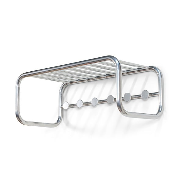 Ezüstszínű fém fali fogas polccal 72 cm Retro – Spinder Design-image-2