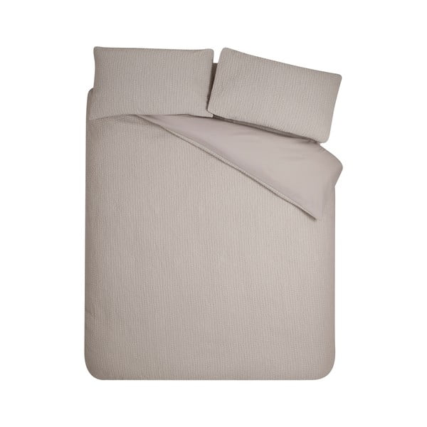 Világosbarna egyszemélyes krepp ágyneműhuzat 135x200 cm Crinkle Seersucker – Catherine Lansfield
