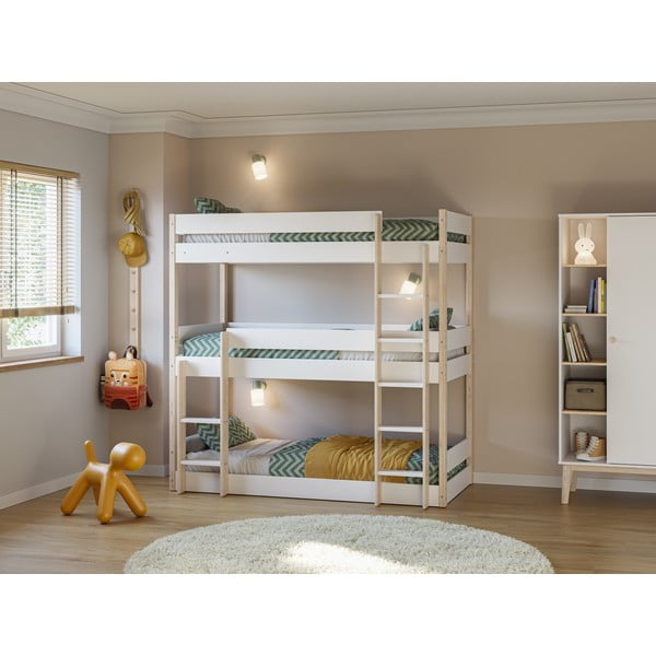 Fehér-natúr színű emeletes gyerekágy 90x190 cm Valka – Marckeric-image-1