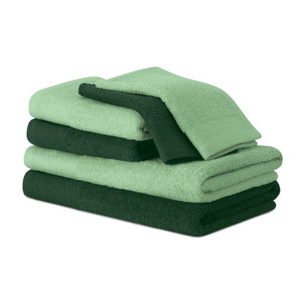 Zöld frottír pamut törölköző és fürdőlepedő készlet 6 db-os Flos – Restilo