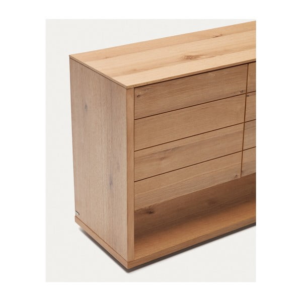 Natúr színű alacsony komód tölgyfa dekorral 200x74 cm Alguema – Kave Home-image-4