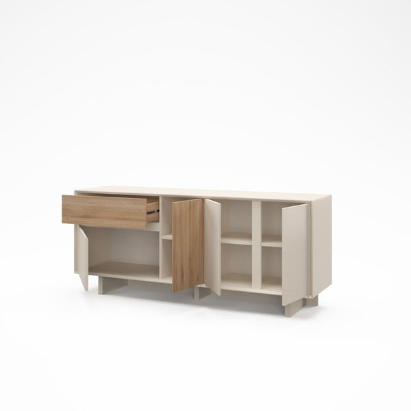 Bézs-natúr színű komód tölgyfa dekorral 180x76x45 cm Carpi – Marckeric-image-3