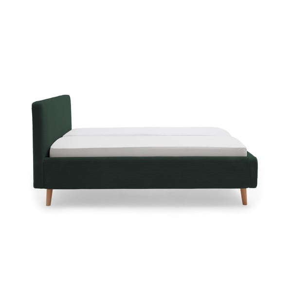 Sötétzöld kárpitozott ágyneműtartós franciaágy ágyráccsal 160x200 cm Mattis Cord – Meise Möbel-image-3