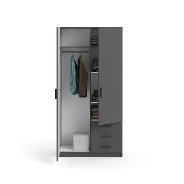 Sötétszürke ruhásszekrény 99x200 cm Sprint – Tvilum-image-2