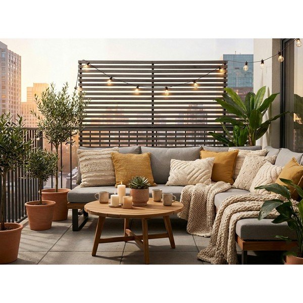 Natúr színű fa erkély paraván 153x185 cm – Hartman-image-1