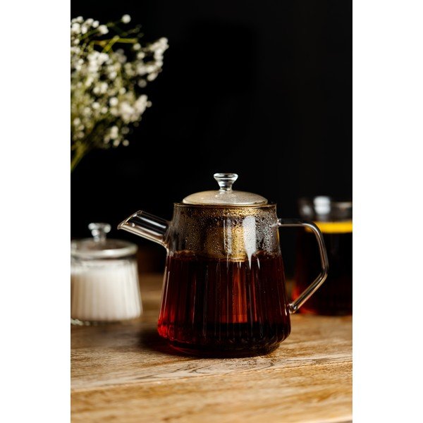 Aranyszínű üveg teáskanna szűrővel 900 ml Mia – Vialli Design-image-2