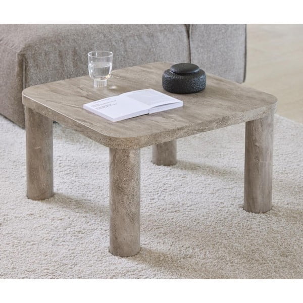 Világosszürke dohányzóasztal márvány dekorral 60x60 cm Solano – Actona-image-1