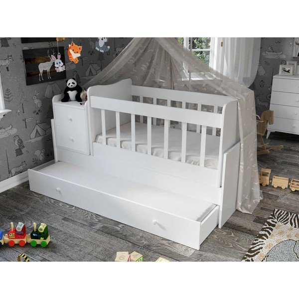 Fehér babaágy tárolóhellyel 60x120 cm Sansa – Kalune Design-image-2