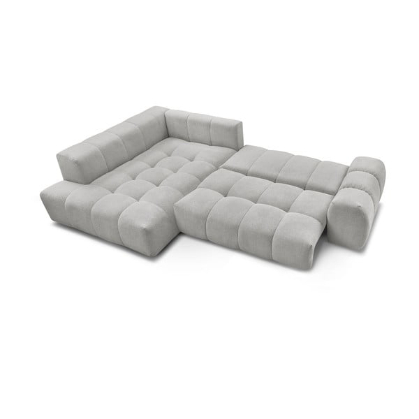 Világosszürke zsenília kinyitható-tárolóhelyes sarokkanapé (bal oldali-L alakú) Everest – Bobochic Paris-image-4