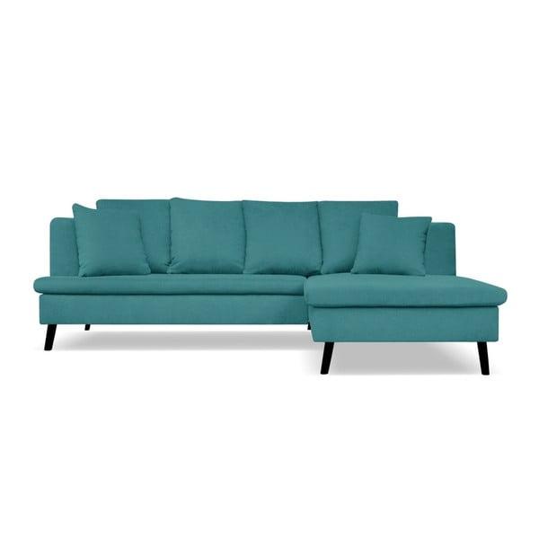Hamptons türkizkék 4 személyes kanapé, jobb oldali fekvőfotellel - Cosmopolitan design