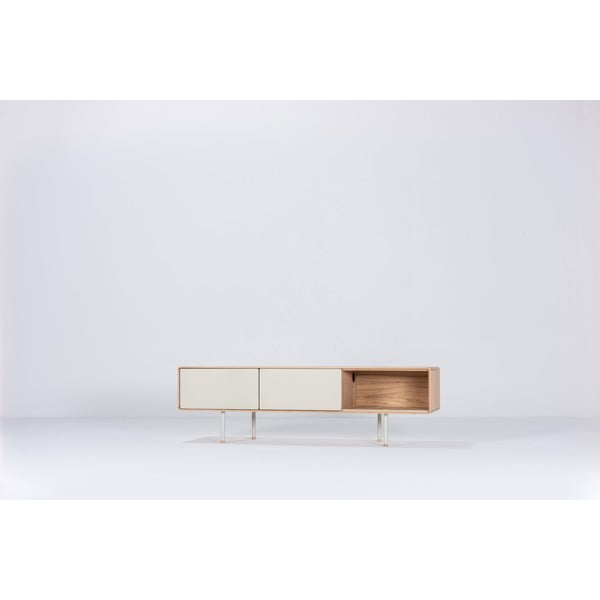 Fehér-natúr színű tölgyfa TV-állvány 160x48 cm Fina – Gazzda-image-2