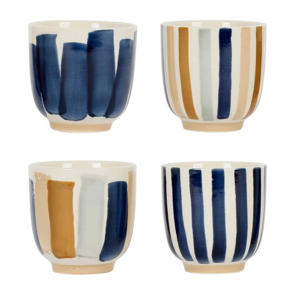 Kék-bézs agyagkerámia csésze szett 4 db-os 175 ml Blue Sand – Sema