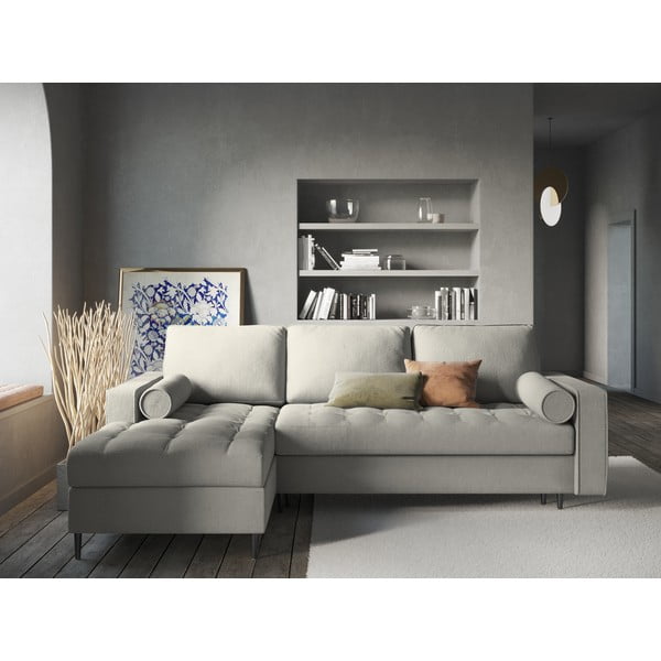 Santo világosszürke kinyitható sarokkanapé, bal oldali - Milo Casa-image-1
