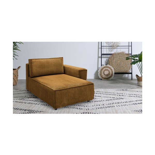 Mustársárga kordbársony kanapé modul (jobb oldali) Nihad modular – Bobochic Paris-image-1