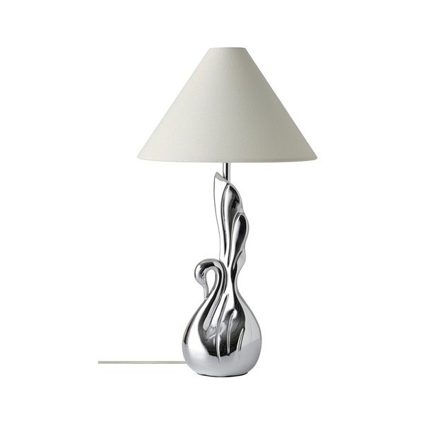 Fehér-ezüstszínű poligyanta asztali lámpa (magasság 53 cm) Swan – Ellos Home-image-3