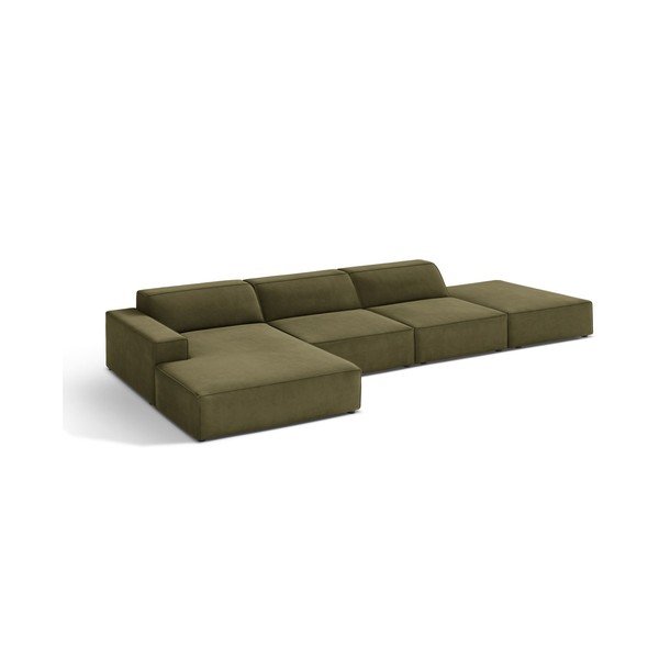 Khaki bársony moduláris sarokkanapé (bal oldali-heverő résszel) Jodie – Micadoni -image-2