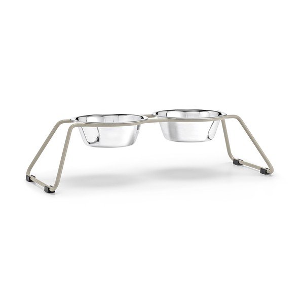 Rozsdamentes acél tálka szett állvánnyal kutyáknak Cena Greige M – MiaCara