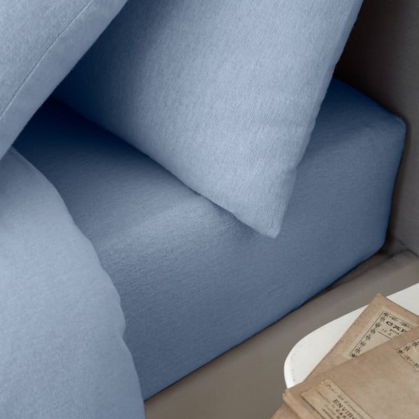 Világoskék gumis flanel lepedő 150x200 cm Brushed – Catherine Lansfield-image-1