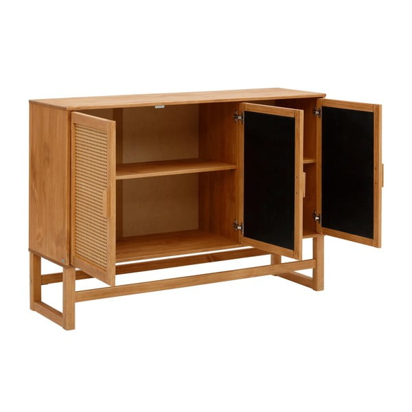 Jolene borovi fenyő komód rattan ajtókkal, szélesség 128 cm - Støraa-image-3