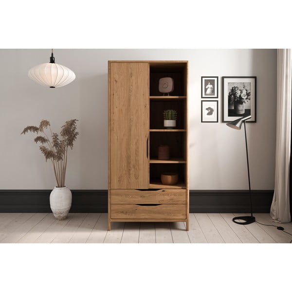 Natúr színű tölgyfa ruhásszekrény 90x188 cm Twig – The Beds-image-3