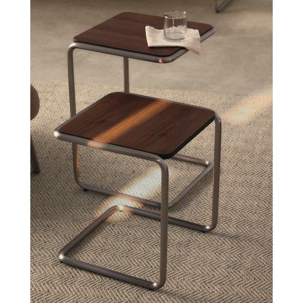 Tárolóasztal diófa dekorral 42x42 cm Tarsel – Kave Home-image-1