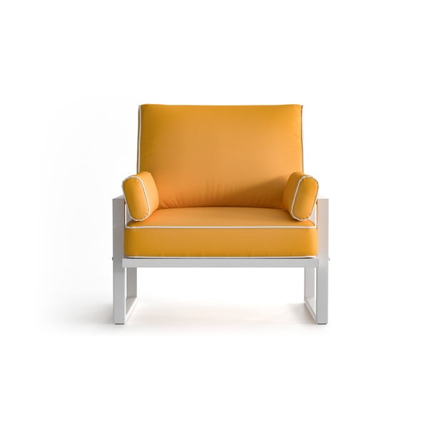 Angie sárga karfás kerti fotel, fehér szegéllyel - Marie Claire Home