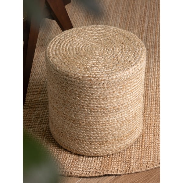 Natúr színű puff Jutta Gold – Hanse Home-image-2