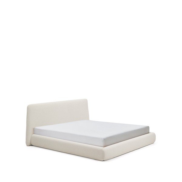 Bézs kárpitozott franciaágy ágyrács nélkül 180x200 cm Martina – Kave Home-image-3