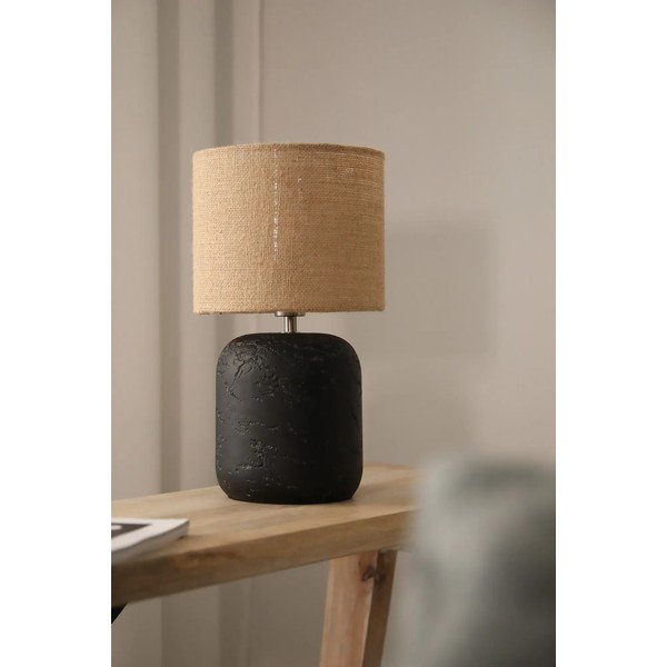 Fekete-natúr színű asztali lámpa juta búrával (magasság 32,5 cm) Montagna – Markslöjd-image-3