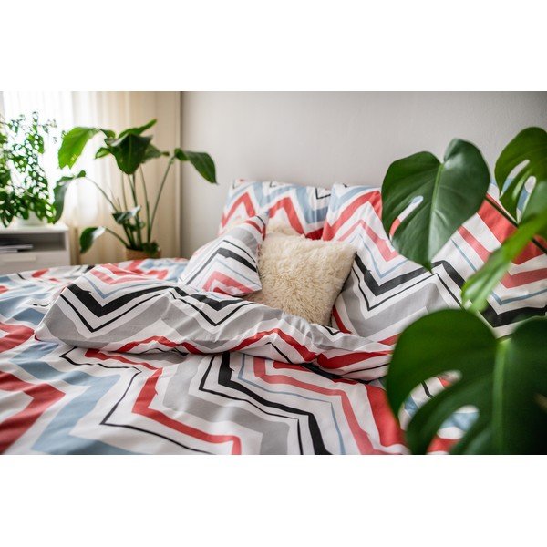 Kék-szürke egyszemélyes háromrészes pamut-szatén ágyneműhuzat 140x200 cm Marina – JAHU collections-image-4