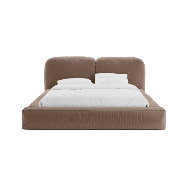 Világosbarna kárpitozott ágyneműtartós franciaágy ágyráccsal 200x200 cm Martina – Micadoni -image-4