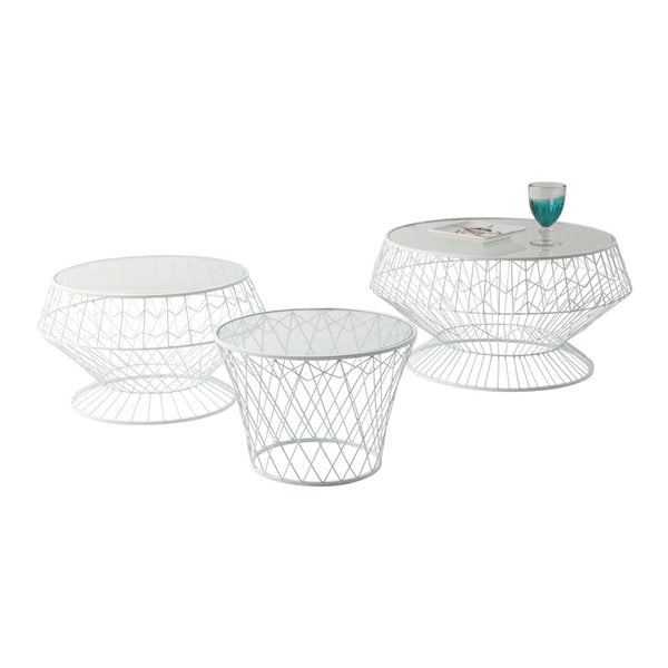 Wire fehér kisasztal, 3 darab - Kare Design