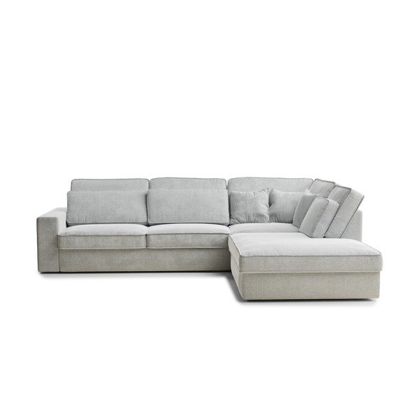 Világosszürke zsenília sarokkanapé (jobb oldali-L alakú) Kirou – Maison de Rêve