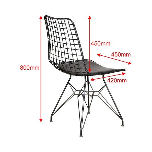 Fekete fém étkezőszék szett 2 db-os Kafes – Kalune Design-image-2