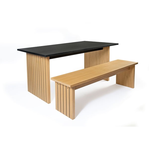 Étkezőasztal tölgyfa dekoros asztallappal 90x160 cm Stripe – Woodman-image-4